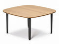**Technische titel in het Nederlands: Vierkante houten tafel met metalen poten**