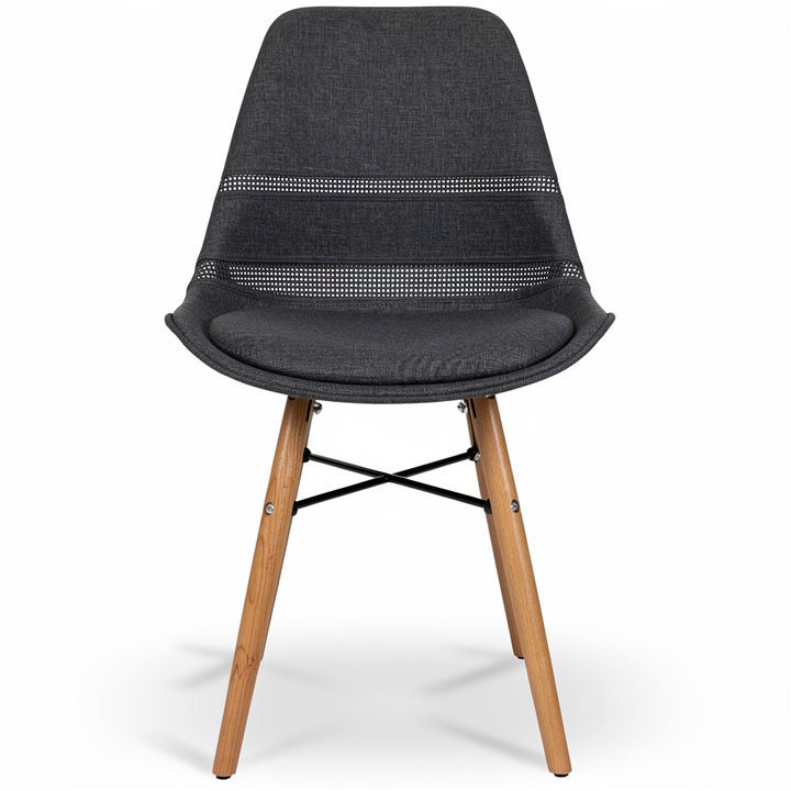 **Technische titel in het Nederlands:** Moderne stoel met textielen zitting en houten poten